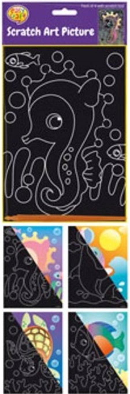 Buy SCRATCH ART PICTURES 4PK - 6 ASSORTED STYLES in NZ. 