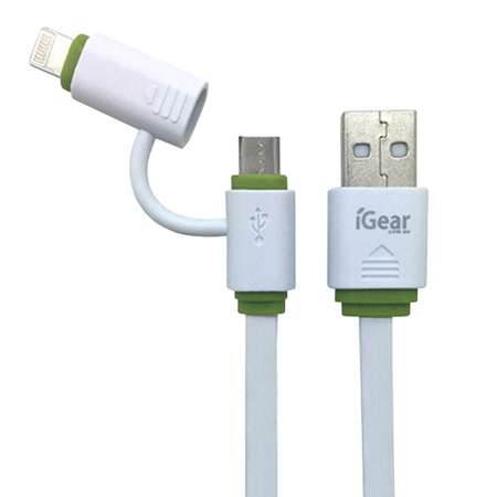 Buy 2 IN 1 - USB TO MICRO USB DEVICES OR iPhone MODELS 5 TO 14 - 1M CABLE - WHITE/GREEN* in NZ. 