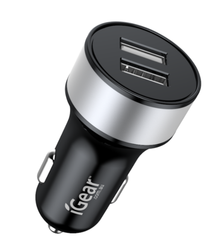 Buy CAR CHARGER - DUAL USB 2.4A - BLACK/SILVER in NZ. 