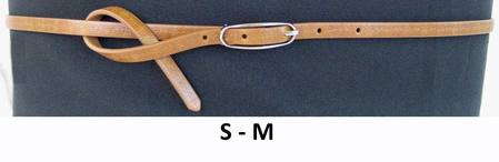 SLIM/OVAL BUCKLE  BELT - BROWN S-M*