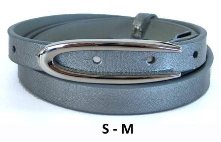 SLIM/OVAL  BELT - DARK SILVER S-M*