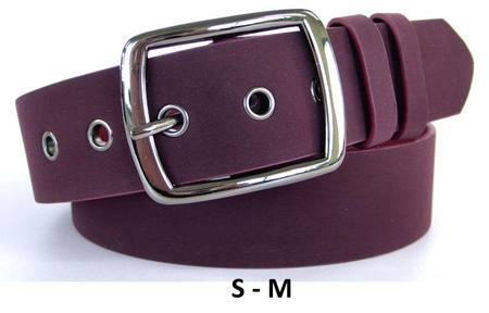 SUEDE-LOOK WITH GUNMETAL BUCKLE  BELT - BURGANDY S-M*