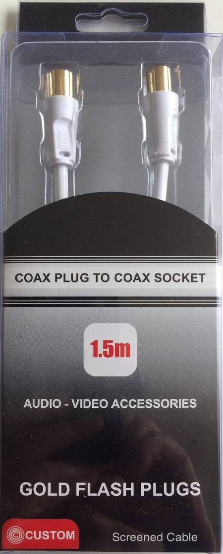 CUSTOM COAX PLUG TO COAX SOCKET 1.5 METRE LEAD