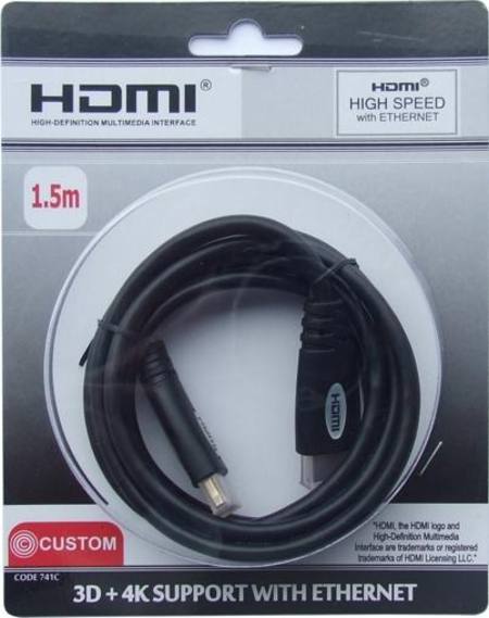 CUSTOM HDMI PLUG TO HDMI PLUG 1.5 METRE