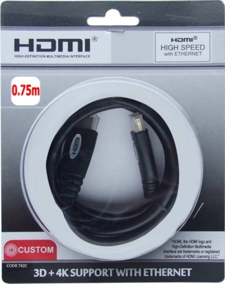 Buy CUSTOM HDMI PLUG TO HDMI PLUG 0.75 METRE LEAD in NZ. 