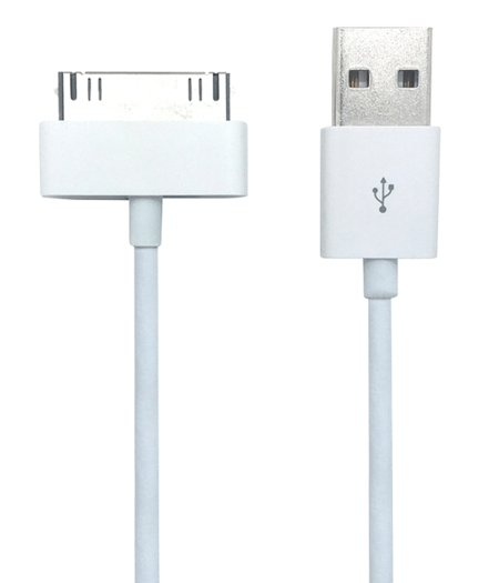 WHITE USB TO 30 PIN - SUIT iPhone 4/4S/iPAD2 - 1M CABLE - NO PACKAGING