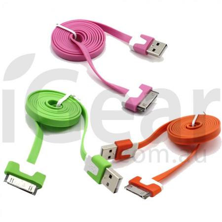 ASSORTED COLOURS - USB TO 30 PIN - SUIT iPhone 4/4S/iPAD2 - 1M CABLE - NO PACKAGING