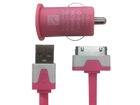 Buy CAR CHARGER - WITH USB TO 30 PIN CABLE - SUIT iPhone 4 / 4S - PINK in NZ. 