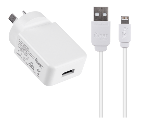 WALL CHARGER 240V WITH USB TO 8 PIN - SUIT iPhone MODELS 5 TO 14