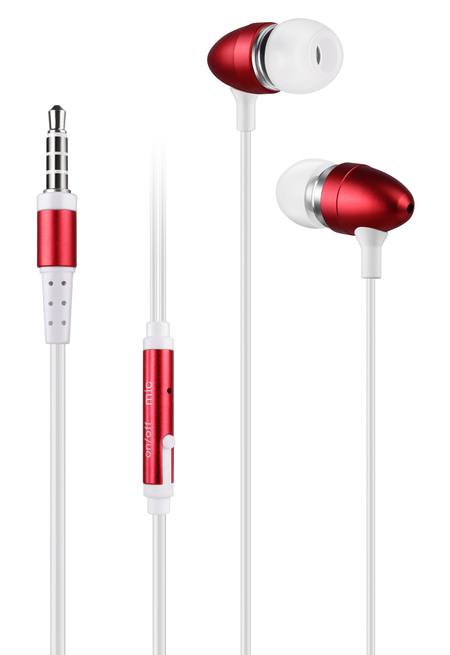 METAL EARPHONES WITH MICROPHONE - RED*