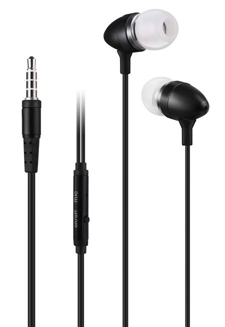 METAL EARPHONES WITH MICROPHONE - BLACK*