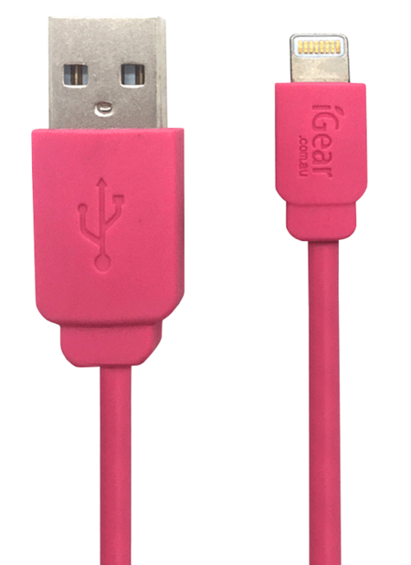 USB TO 8 PIN - SUIT iPhone MODELS 5 to 13 - 1M CABLE - PINK