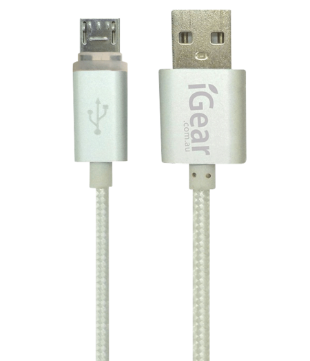 USB TO MICRO USB CABLE - 1M - LED - SILVER