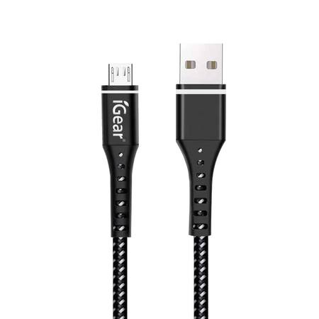 USB TO MICRO USB HEAVY DUTY BRAIDED CABLE - BLACK