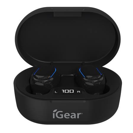 BLUETOOTH WIRELESS EARPHONES WITH CHARGING CASE - BLACK*