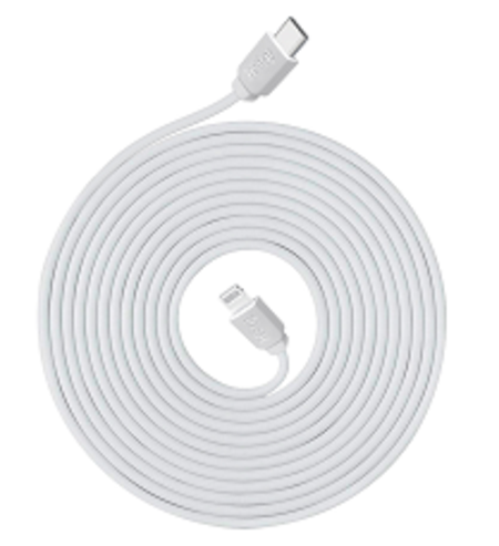 USB-C (TYPE C) TO 8 PIN - SUIT iPhone 5 TO 14 OR iPad WITH 8 PIN - CHARGE/SYNC 3M CABLE - WHITE