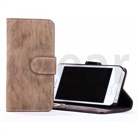 PHONE CASE - iPhone 5 - PU WALLET LEATHER - BEIGE