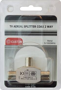 CUSTOM TV AERIAL SPLITTER COAX TWO WAY