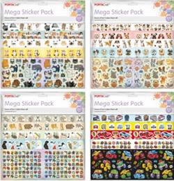 MEGA STICKER PACK 300PC - 12 ASSORTED DESIGNS