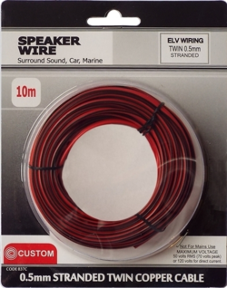 CUSTOM SPEAKER CABLE 10 METRE 0F 0.5mm