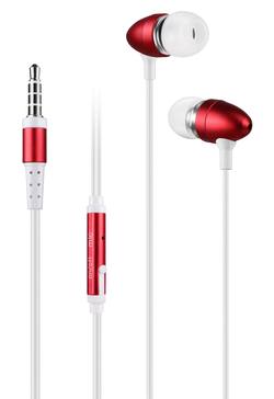 METAL EARPHONES WITH MICROPHONE - RED