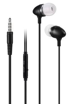METAL EARPHONES WITH MICROPHONE - BLACK*