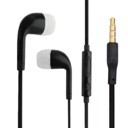 EARPHONES WITH MIC/VOL CONTROL - BLACK