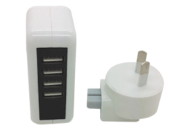 WALL CHARGER 240V - 4 USB 2.0A - WHITE*