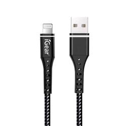 USB TO 8 PIN - SUIT iPhone MODELS 5 to 14 - HEAVY DUTY BRAIDED CABLE - BLACK