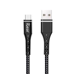USB TO USB-C HEAVY DUTY BRAIDED CABLE - BLACK
